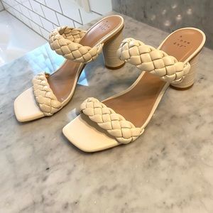 Ivory braided heels, brand new never worn